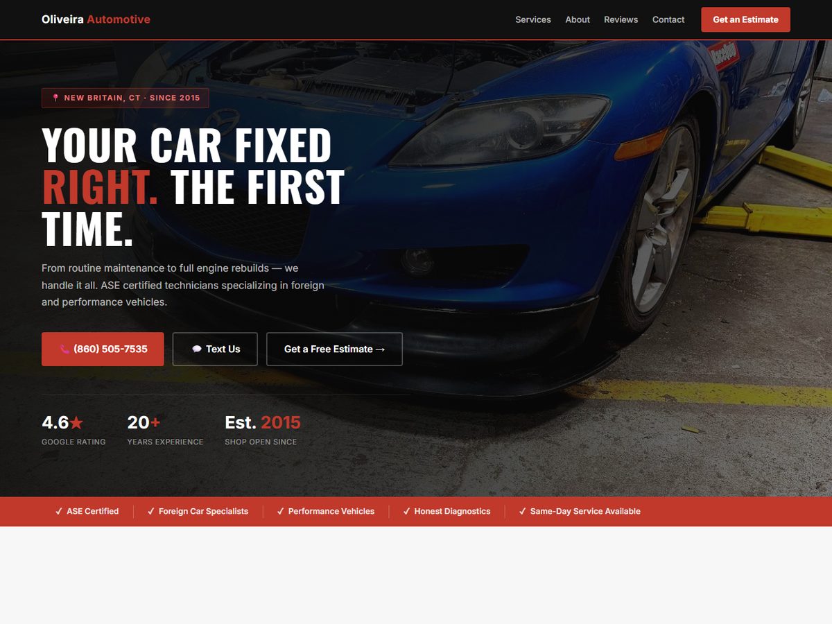 Oliveira Automotive site screenshot